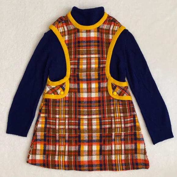 {VTG} Pelican | Retro Plaid Pinafore Dress